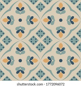 Tile seamless pattern design. With colourful floral motif background.
