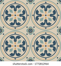 Tile seamless pattern design. With colourful motifs background.