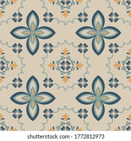 Tile seamless pattern design. With colourful motifs background.