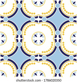 Tile seamless pattern design. With colourful motifs background.