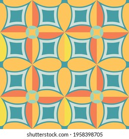 Tile seamless pattern design. With colourful motifs background.