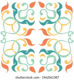 Tile seamless pattern design. With colourful motifs background.