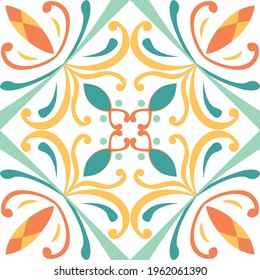 Tile seamless pattern design. With colourful motifs background.