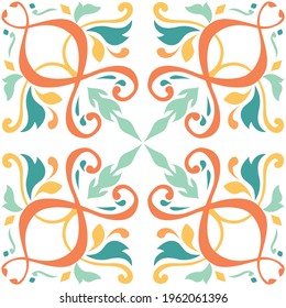 Tile seamless pattern design. With colourful motifs background.