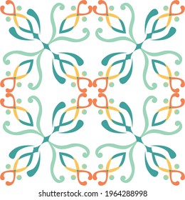 Tile seamless pattern design. With colourful motifs background.