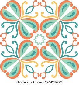 Tile seamless pattern design. With colourful motifs background.