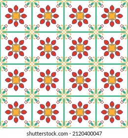 Tile seamless pattern design. With colourful motifs background.
