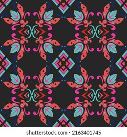 Tile seamless pattern design. With colourful motifs background. Vector illustation Eps10