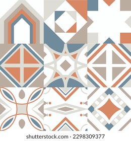 Tile seamless pattern design. With colourful motifs. Vector illustration EPS10.