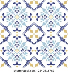 Tile seamless pattern design. With colourful motifs background.