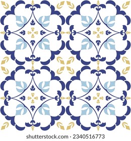 Tile seamless pattern design. With colourful motifs background.