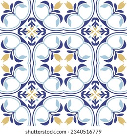 Tile seamless pattern design. With colourful motifs background.