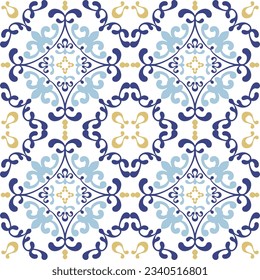 Tile seamless pattern design. With colourful motifs background.