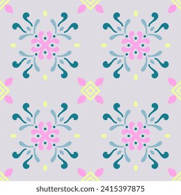 Tile seamless pattern design. With colourful motifs background.