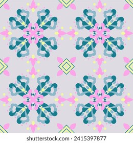 Tile seamless pattern design. With colourful motifs background.