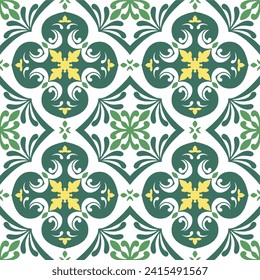 Tile seamless pattern design. With colourful motifs background.