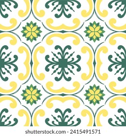 Tile seamless pattern design. With colourful motifs background.