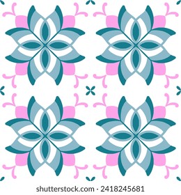 Tile seamless pattern design. With colourful motifs background.