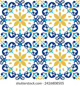 Tile seamless pattern design. With colourful motifs background.