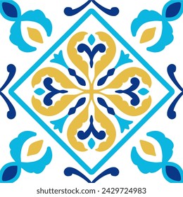 Tile seamless pattern design. With colourful motifs background.