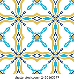 Tile seamless pattern design. With colourful motifs background.