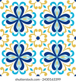 Tile seamless pattern design. With colourful motifs background.