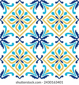 Tile seamless pattern design. With colourful motifs background.