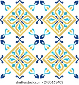 Tile seamless pattern design. With colourful motifs background.