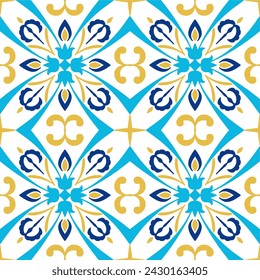 Tile seamless pattern design. With colourful motifs background.