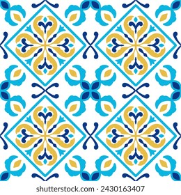 Tile seamless pattern design. With colourful motifs background.