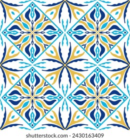 Tile seamless pattern design. With colourful motifs background.