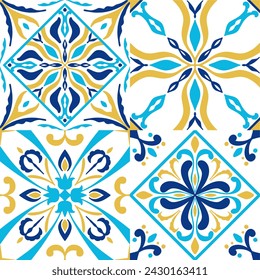 Tile seamless pattern design. With colourful motifs background.