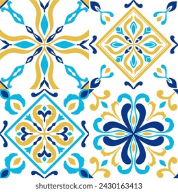 Tile seamless pattern design. With colourful motifs background.