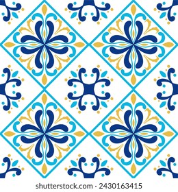 Tile seamless pattern design. With colourful motifs background.