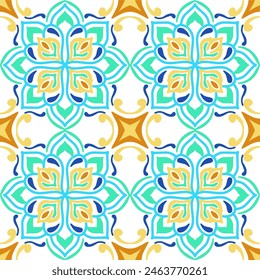 Tile seamless pattern design. With colourful motifs background.