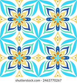 Tile seamless pattern design. With colourful motifs background.