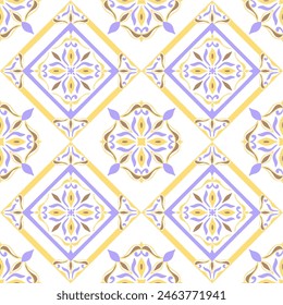 Tile seamless pattern design. With colourful motifs background.