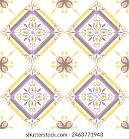 Tile seamless pattern design. With colourful motifs background.