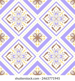 Tile seamless pattern design. With colourful motifs background.