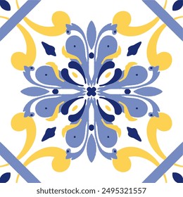 Tile seamless pattern design. With colourful motifs background.