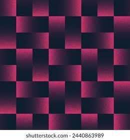 Tile Seamless Pattern Trend Vector Noir Purple Contrast Abstract Background. Split Squares Pink Black Half Tone Art Illustration for Textile. Repetitive Graphic Abstraction Wallpaper Dot Work Texture