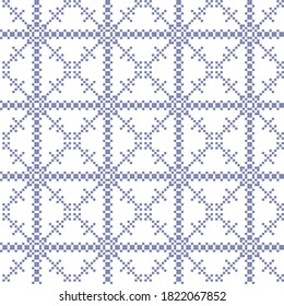 Tile seamless pattern.  Vector illustration. Blue snowflake on a white background. 