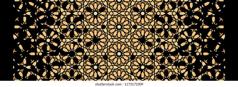 Tile seamless vector pattern. Geometric halftone pattern with color arabesque disintegration or breaking