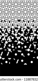 Tile seamless vector pattern. Geometric halftone pattern with black and white arabesque disintegration or breaking