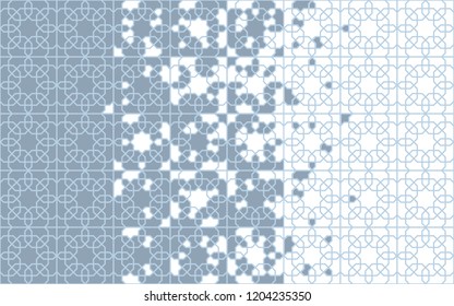 Tile seamless vector pattern. Geometric halftone pattern with color arabesque disintegration or breaking