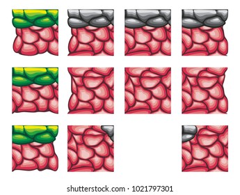 Tile set Platform for Game - A set of vector game asset, contains ground tiles, used for creating mobile games
