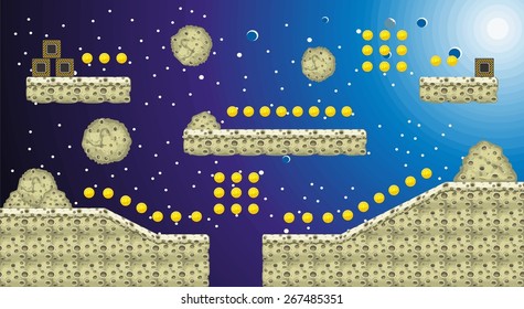 Tile set Platform for Game - A set of vector game asset, contains ground tiles  and several items / objects / decorations, used for creating mobile games 