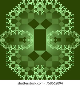 Tile set with square patterns in fractal style Sierpinski carpet. Textile sampler in different color variants. Variegated ornament.