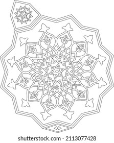 tile in the shape of a multi pointed star with an additional element for docking oriental style