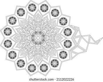 tile of sixteen pointed star with patterns inside with connecting element in Arabic style
